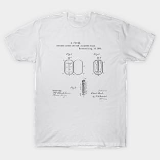 Locket and Coin Letter Scale Vintage Patent Hand Drawing T-Shirt